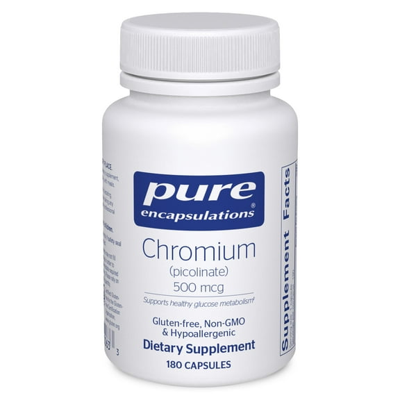 Pure Encapsulations Chromium (Picolinate) 500 mcg - For Lipid & Carbohydrate Metabolism* - Mineral Supplement - Superior Absorption Chromium Supplement - Vegan & Gluten Free - 180 Capsules