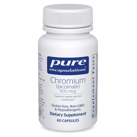 Pure Encapsulations Chromium (Picolinate) 500 mcg - For Lipid & Carbohydrate Metabolism* - Mineral Supplement - Superior Absorption Chromium Supplement - Vegan & Gluten Free - 60 Capsules