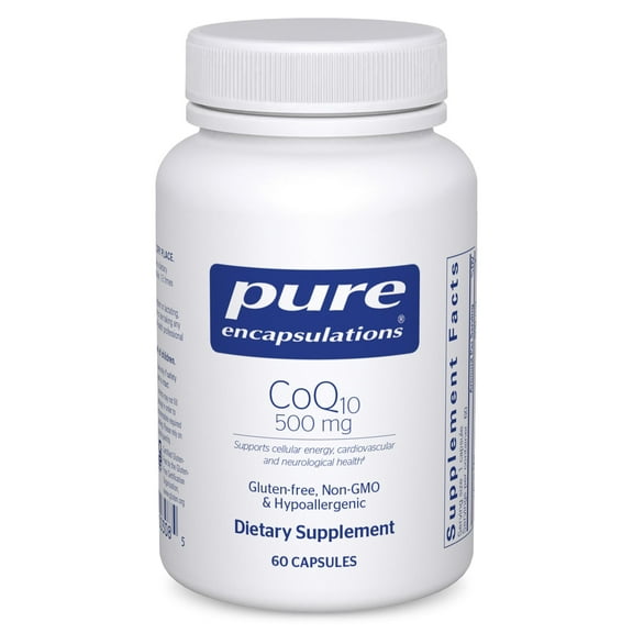 Pure Encapsulations CoQ10 500 mg | Coenzyme Q10 Supplement for Energy, Antioxidants, Brain and Cellular Health, Cognition, and Cardiovascular Support* | 60 Capsules