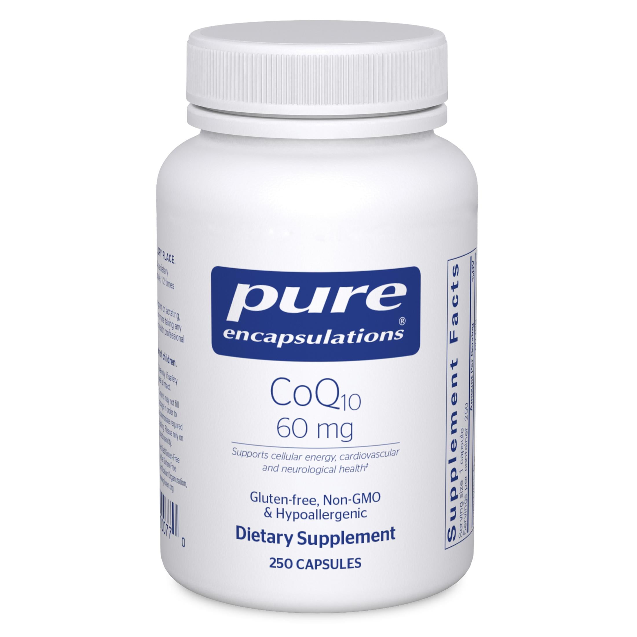 Pure Encapsulations CoQ10 60 mg | Coenzyme Q10 Supplement for Energy, Antioxidants, Brain and Cellular Health, Cognition, and Cardiovascular Support* | 250 Capsules