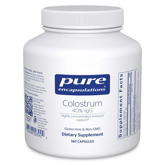 Pure Encapsulations Colostrum | 40% IgG Highly Concentrated Immune Support | 180 Capsules