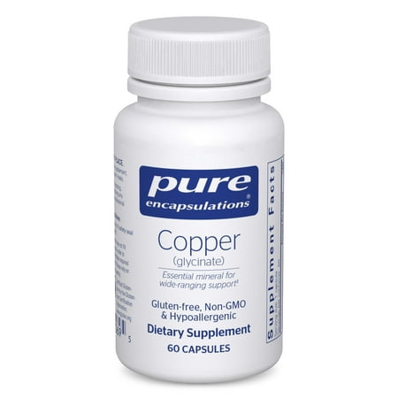Pure Encapsulations Copper Glycinate 60's - 2 mg Copper Supplement, Supports Red Blood Cell Formation* - Aids Energy Metabolism - Non-GMO & Vegan - 60 Capsules