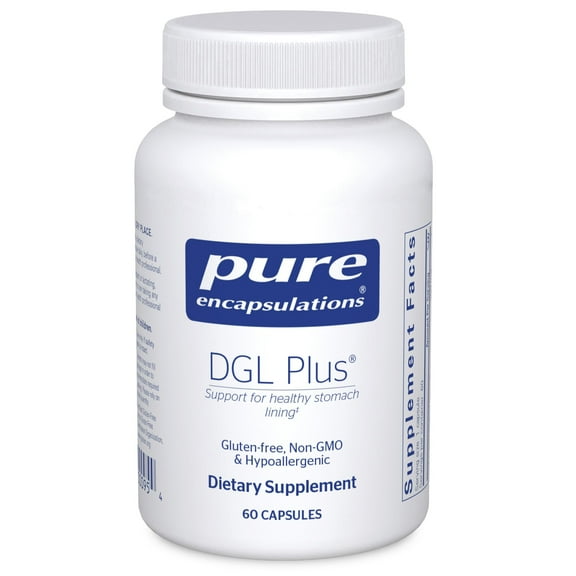 Pure Encapsulations DGL Plus - Gut Health Supplements for Men & Women - with Marshmallow Root, Aloe Vera Extract & Slippery Elm Bark - Non-GMO & Vegan - 60 Capsules