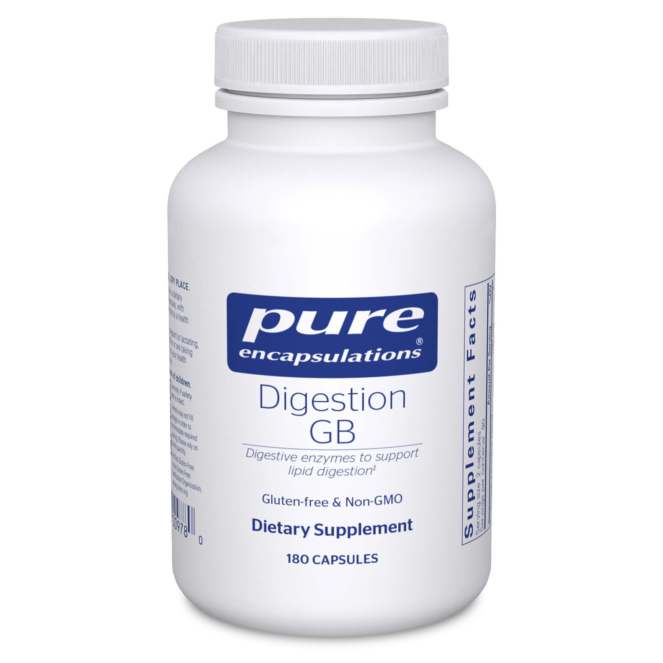 Pure Encapsulations Digestion GB - Digestive Enzyme Supplement - For Gallbladder Support & Gut Health* - With Bile Salts & Digestive Enzymes Blend - Gluten Free & Non-GMO - 180 Capsules