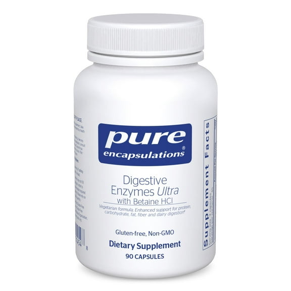 Pure Encapsulations Digestive Enzymes Ultra with Betaine HCl - Vegetarian Digestive Enzyme Supplement to Support Protein, Carb, Fiber, and Dairy Digestion* - 90 Capsules