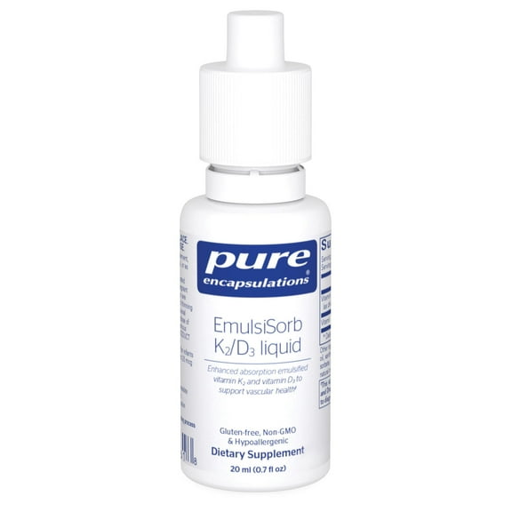 Pure Encapsulations EmulsiSorb K2/D3 Liquid | Enhanced-Absorption Emulsified Vitamin K2 and Vitamin D3 for Vascular Health Support | 0.7 Fl Oz