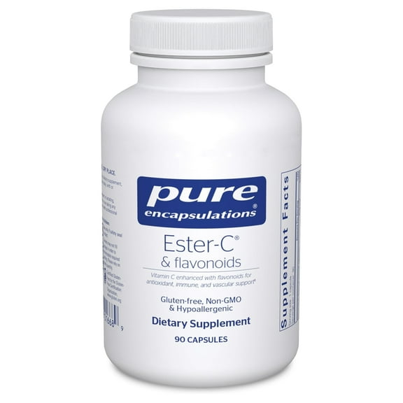 Pure Encapsulations Ester-C & Flavonoids - Vitamin C Supplement for Antioxidants - Immune & Vascular Support* with Calcium & Rutin - Gentle on Digestion - Vegan & Non-GMO - 90 Capsules