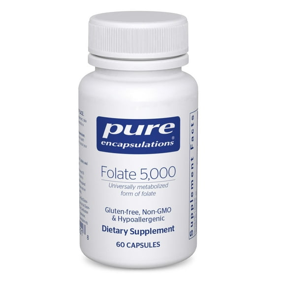 Pure Encapsulations - Folate 5,000 - Activated Vitamin B9 as 5-Methyltetrahydrofolate (5-MTHF) - 60 Capsules