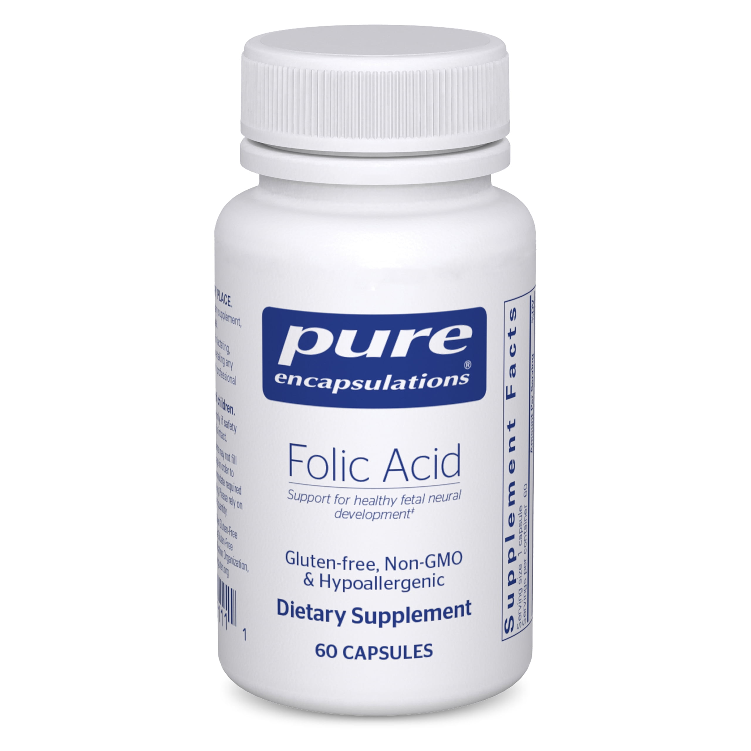 Pure Encapsulations Folic Acid | Hypoallergenic Dietary Supplement | 60 Capsules