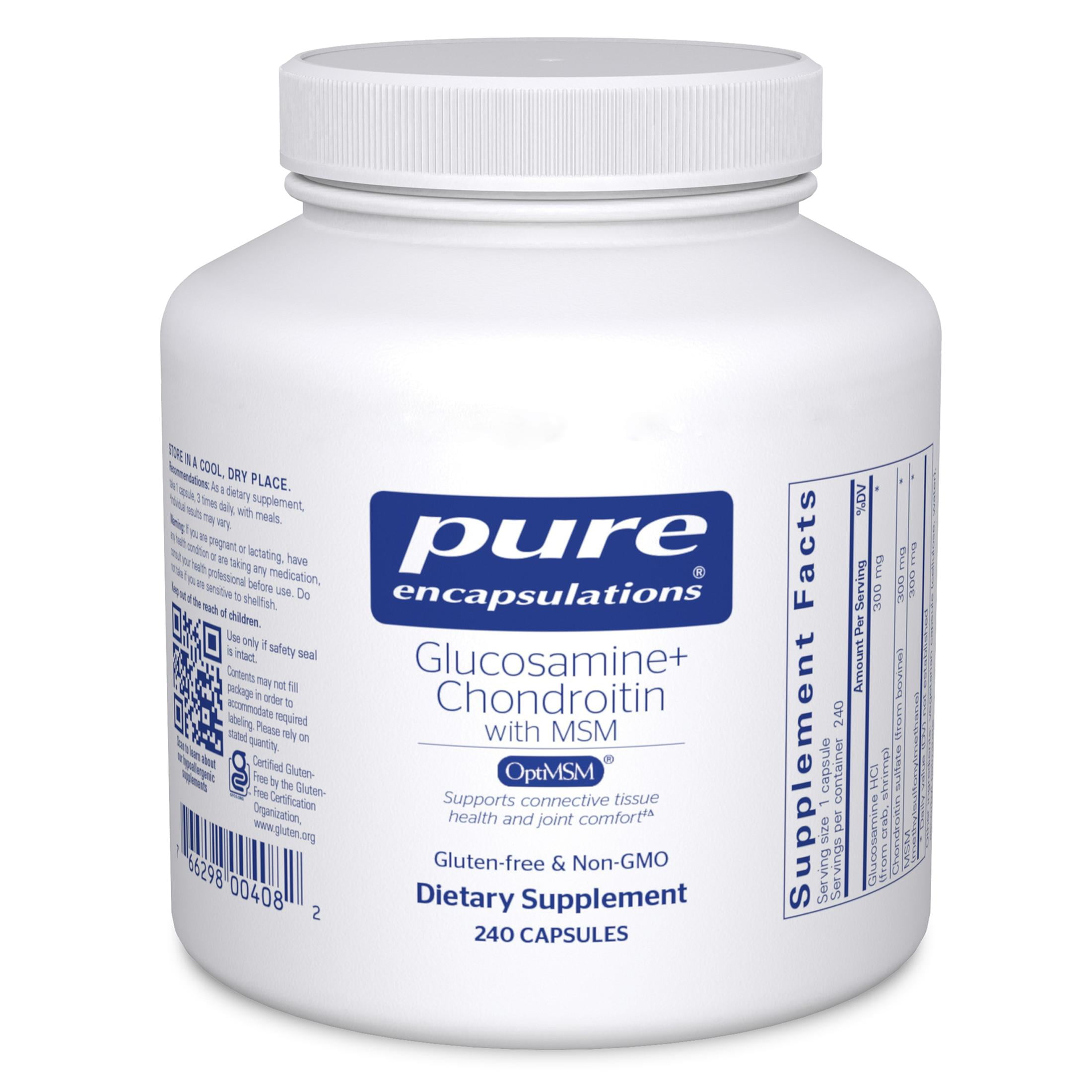 Pure Encapsulations Glucosamine Chondroitin with MSM - Supports Joint Health & Normal Cartilage Formation* - Maintains Enzyme Activity - Gluten-Free & Non-GMO - 240 Capsules