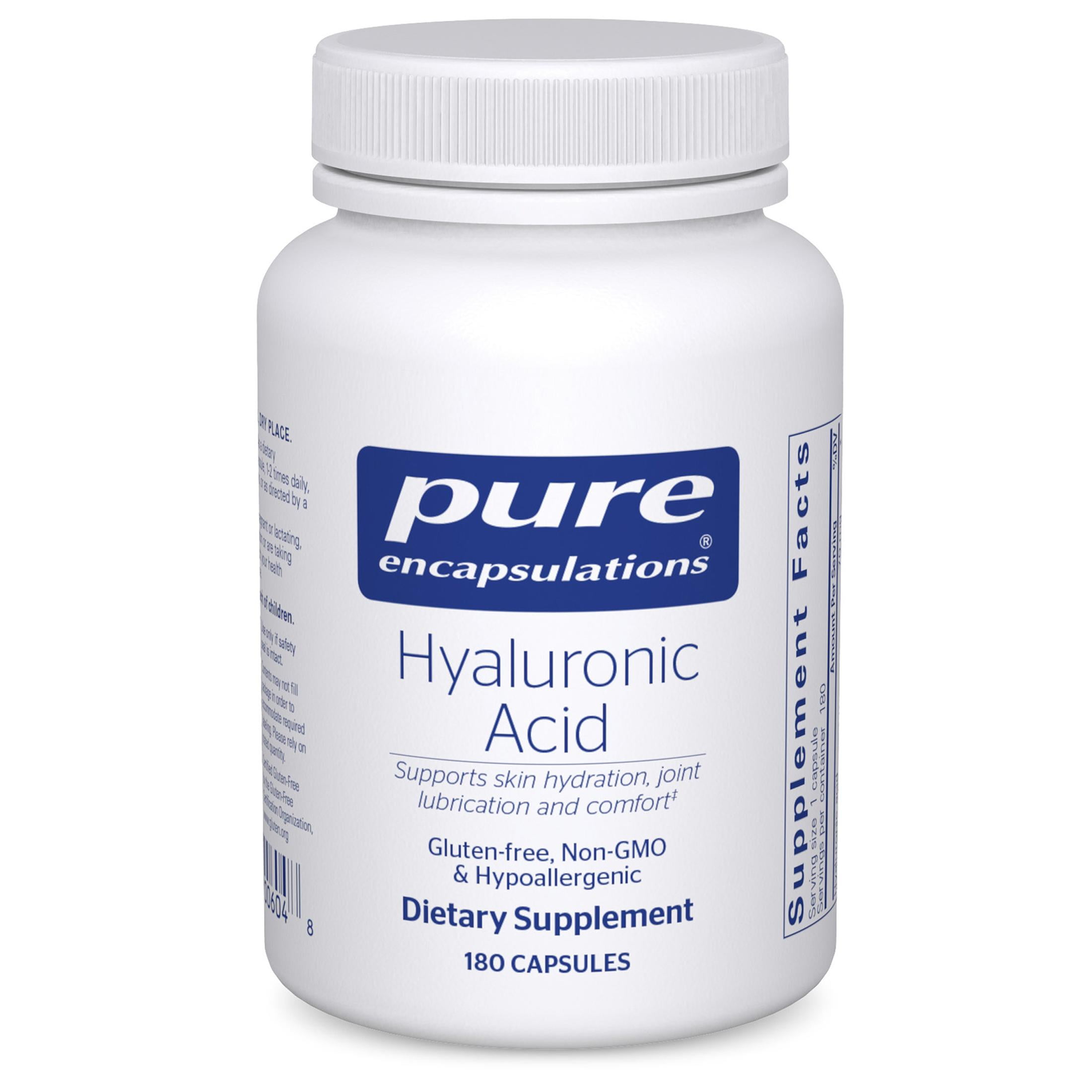 Pure Encapsulations Hyaluronic Acid - For Skin Hydration, Joint Lubrication & Joint Health* - Effective Absorption - Gluten Free - Vegan & Non-GMO - 180 Capsules