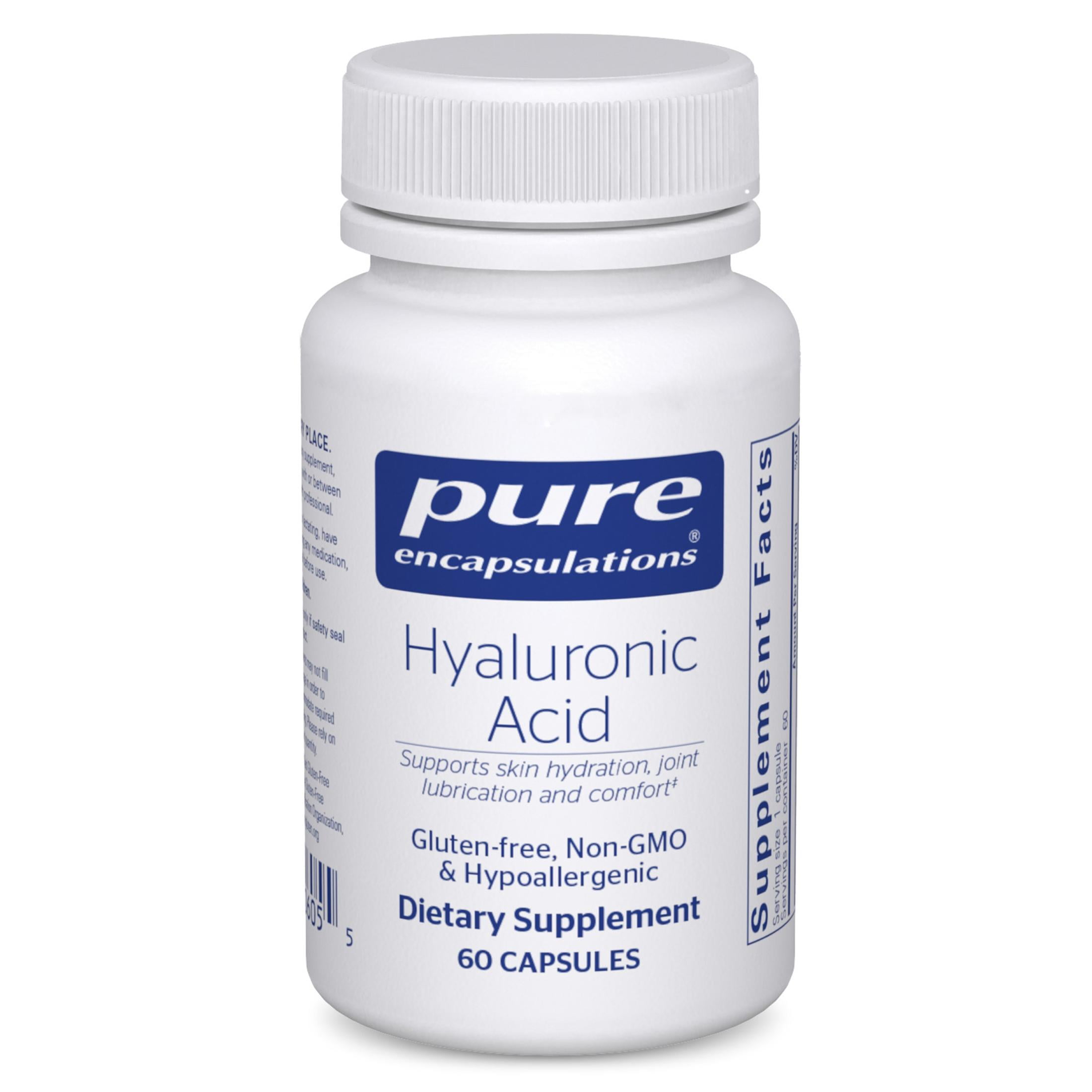 Pure Encapsulations Hyaluronic Acid - For Skin Hydration, Joint Lubrication & Joint Health* - Effective Absorption - Gluten Free - Vegan & Non-GMO - 60 Capsules