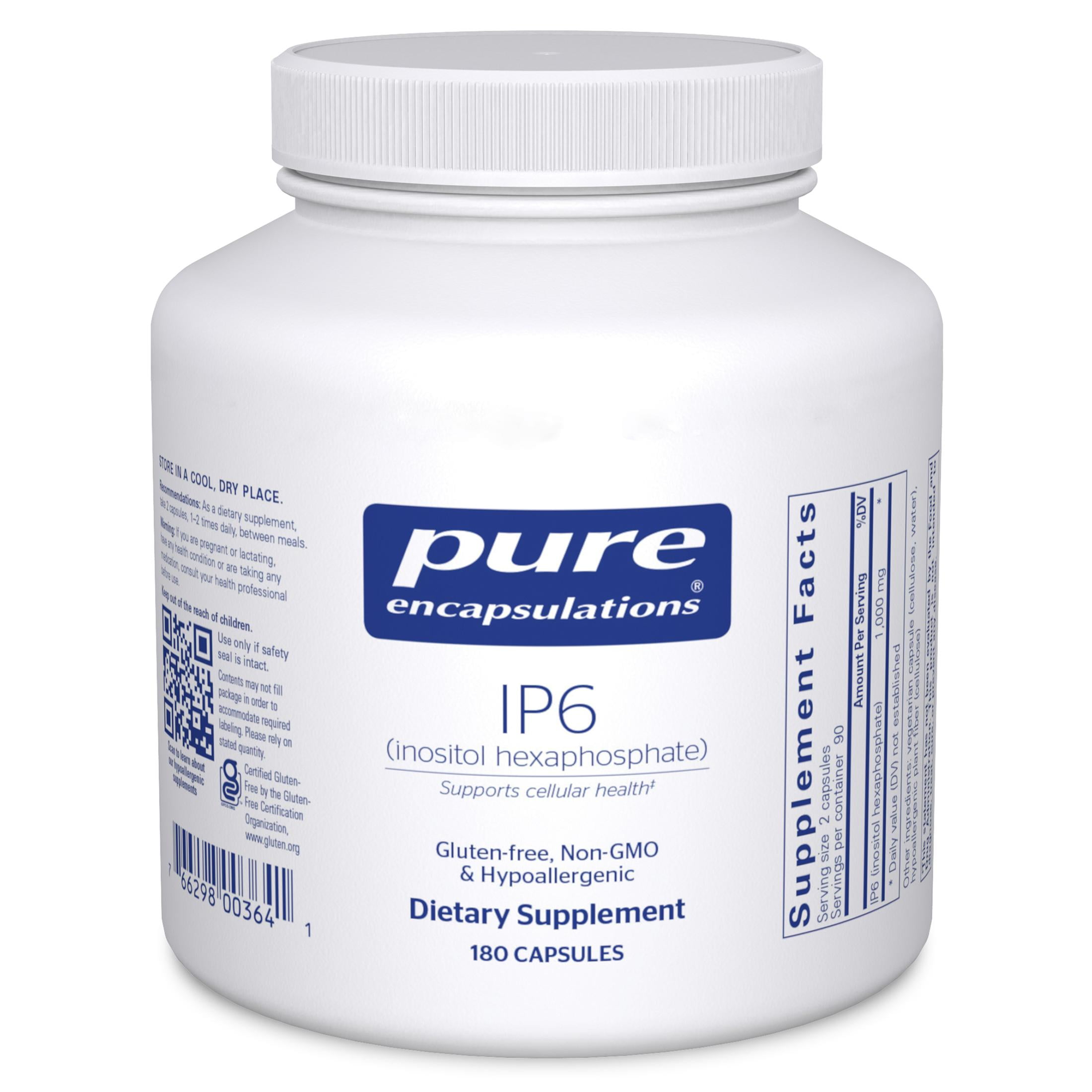 Pure Encapsulations IP6 (Inositol Hexaphosphate) | Hypoallergenic Antioxidant Support for Breast, Colon and Liver Cell Health* | 180 Capsules