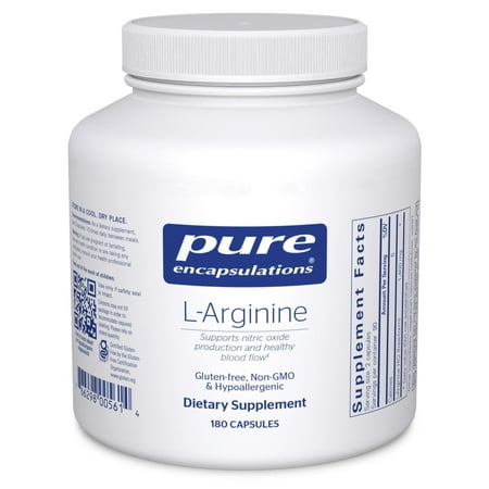 Pure Encapsulations L-Arginine - 1,400 mg - Support Nitric Oxide Production - Heart Health & Blood Flow* - Gluten Free & Non-GMO - 180 Capsules