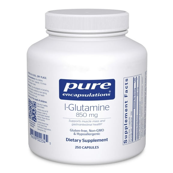 Pure Encapsulations L-Glutamine 850 mg | Supplement for Immune and Digestive Support, Gut Health and Lining Repair, Metabolism Boost, and Muscle Support* | 250 Capsules