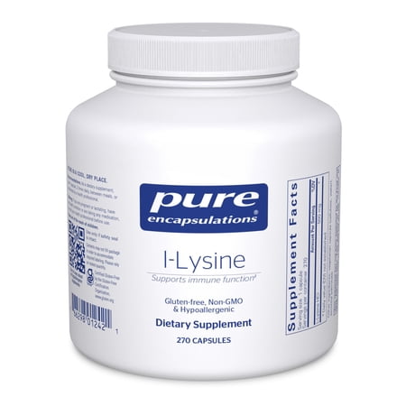 Pure Encapsulations L-Lysine - Essential Amino Acid Supplement for Immune Support & Gum, Lip Health* - With L-Lysine HCl - 270 Capsules