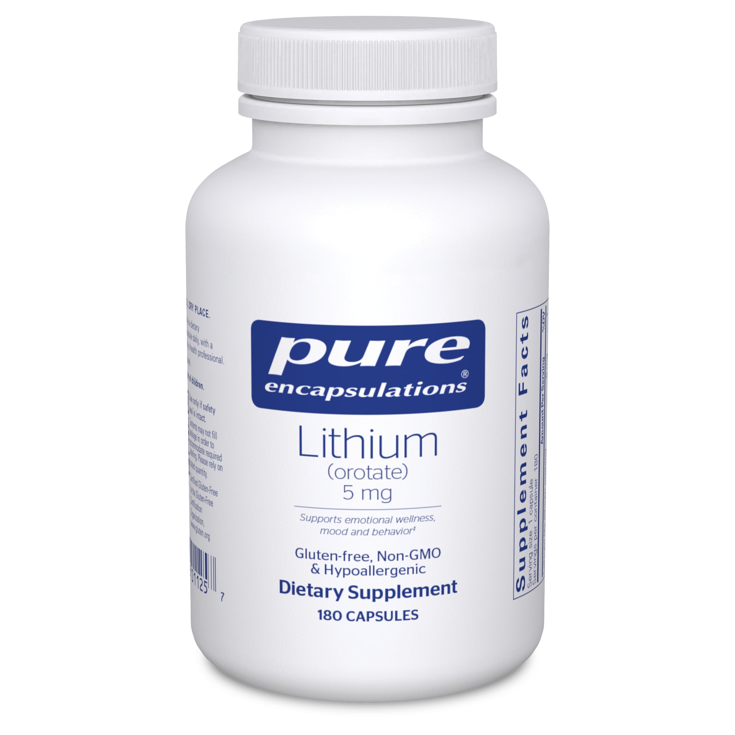 Pure Encapsulations Lithium Orotate 5 mg | Supplement to Support Healthy Brain Function, Memory, and Behavior | 180 counts