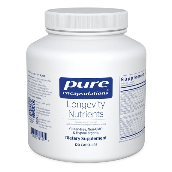 Pure Encapsulations Longevity Nutrients | Multivitamin/Mineral Complex to Support Healthy Aging, Brain Function, Eyes, Bones, and Vascular Health* | 120 Capsules