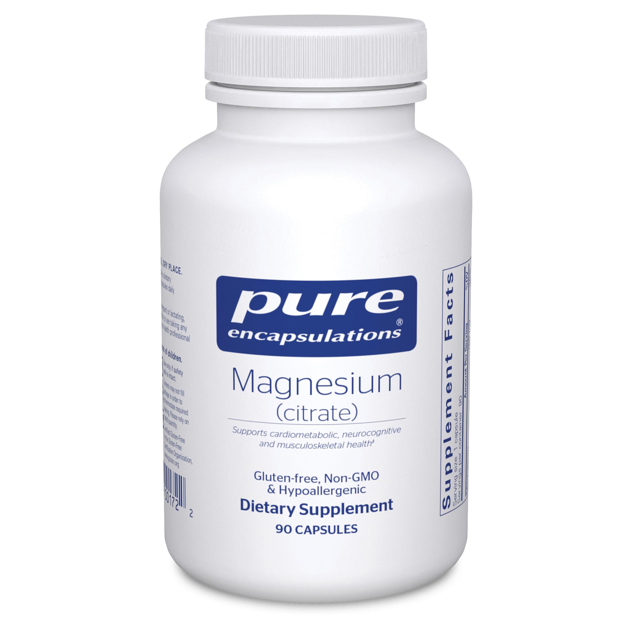 Pure Encapsulations Magnesium (Citrate) - Supplement for Sleep, Heart Health, Cognitive Health, Bone Health, Energy, Muscles, and Metabolism* - With Premium Magnesium - 90 Capsules