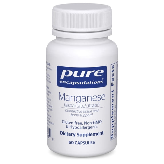 Pure Encapsulations Manganese (Aspartate/Citrate) | Hypoallergenic Trace Mineral Supplement for Connective Tissue and Bones* | 60 Capsules