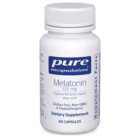 Pure Encapsulations Melatonin 0.5 mg - Natural Sleep Helper for Bedtime - Regulates Sleep-Wake Cycle* - 0.5 mg Melatonin - Vegan & Non-GMO - 60 Capsules