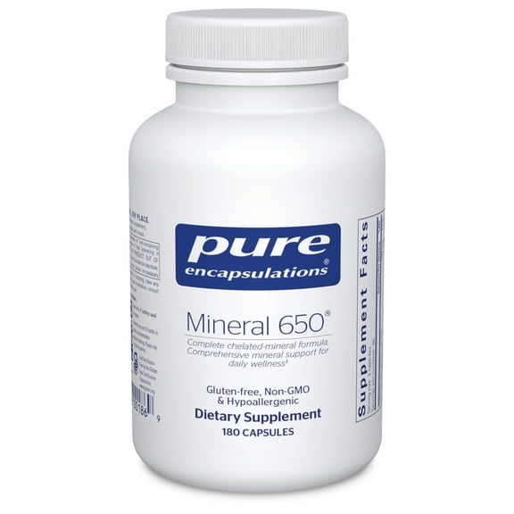 Pure Encapsulations Mineral 650 | Hypoallergenic Combination of Balanced Chelated|Minerals | 180 Capsules