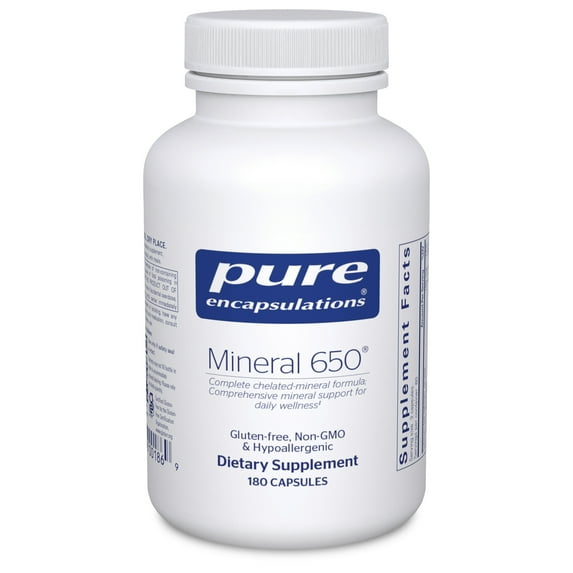 Pure Encapsulations Mineral 650 | Hypoallergenic Combination of Balanced Chelated|Minerals | 180 Capsules