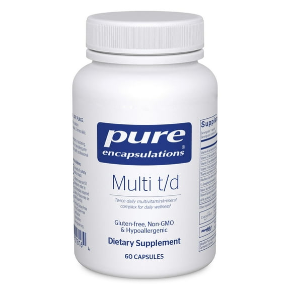 Pure Encapsulations Multi T/D - Multivitamin & Mineral Supplement - For Daily Wellness, Cardiovascular & Immune Health* - Rich in Vitamins & Minerals - Gluten Free & Vegetarian - 60 Capsules