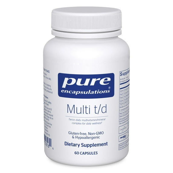 Pure Encapsulations Multi T/D - Multivitamin & Mineral Supplement - For Daily Wellness, Cardiovascular & Immune Health* - Rich in Vitamins & Minerals - Gluten Free & Vegetarian - 60 Capsules