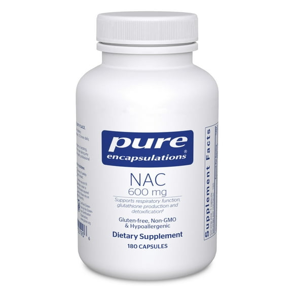 Pure Encapsulations NAC 600 mg - N-Acetyl Cysteine NAC Supplement for Lung Health & Immune Support, Liver Support & Antioxidants* - With Freeform N-Acetyl-L-Cysteine - 180 Capsules