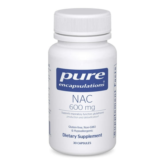 Pure Encapsulations NAC 600 mg - N-Acetyl Cysteine NAC Supplement for Lung Health & Immune Support, Liver Support & Antioxidants* - With Freeform N-Acetyl-L-Cysteine - 30 Capsules
