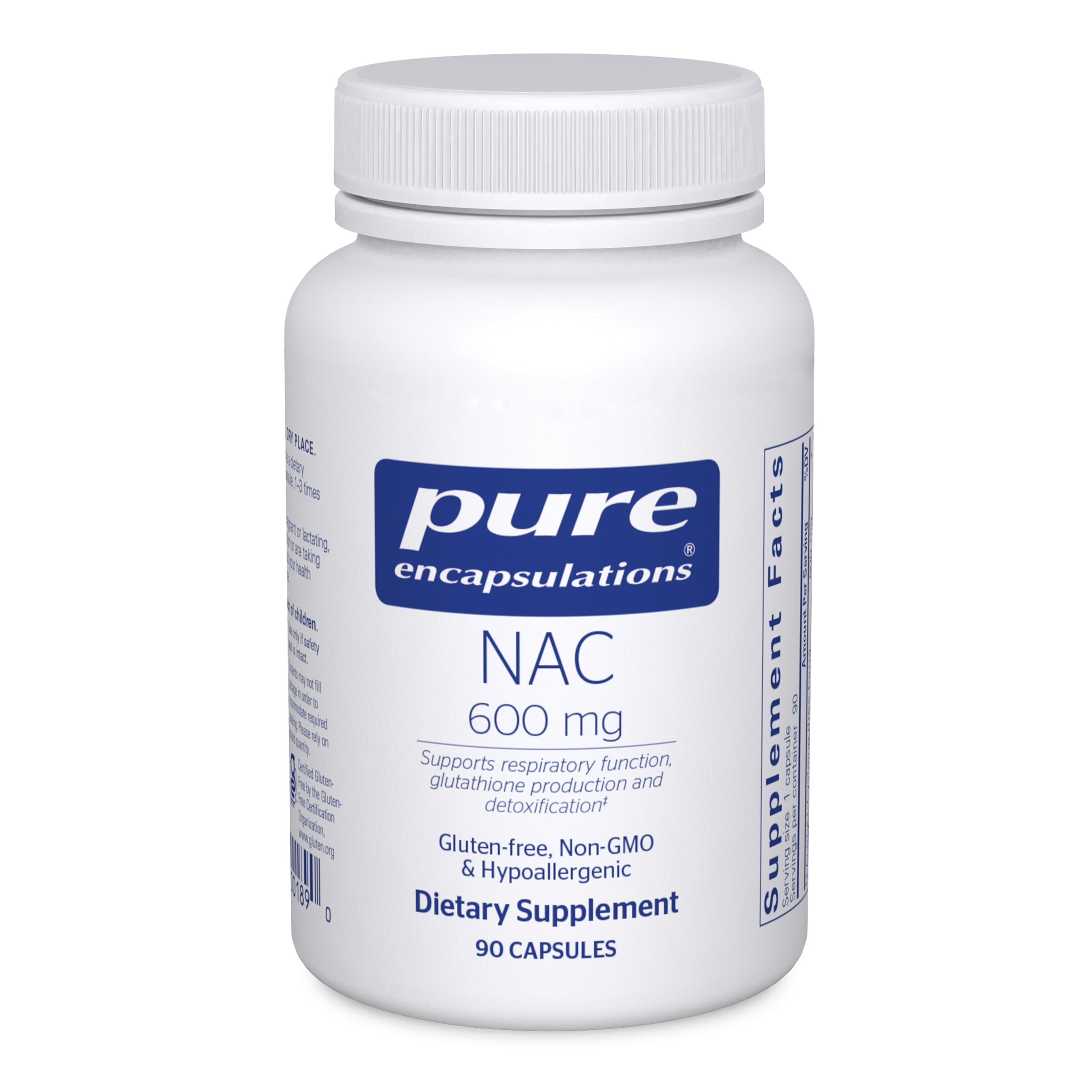 Pure Encapsulations NAC 600 mg | N-Acetyl Cysteine Amino Acid Supplement for Lung and Immune Support, Liver, and Antioxidants* | 90 counts