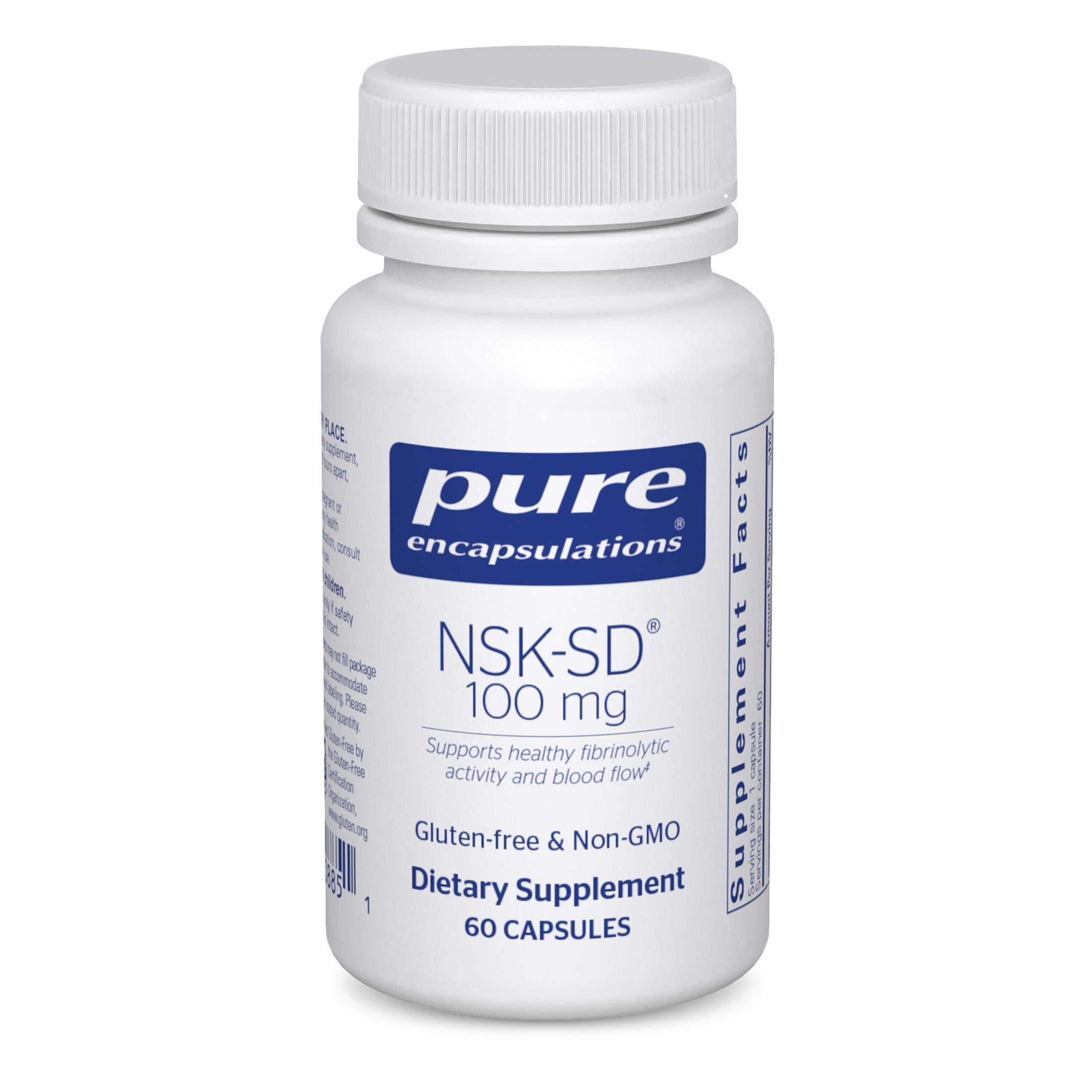 Pure Encapsulations NSK-SD - 100 mg Nattokinase - For Normal Blood Circulation - Supports Fibrinolytic Activity* - Gluten Free & Non-GMO - 60 Capsules