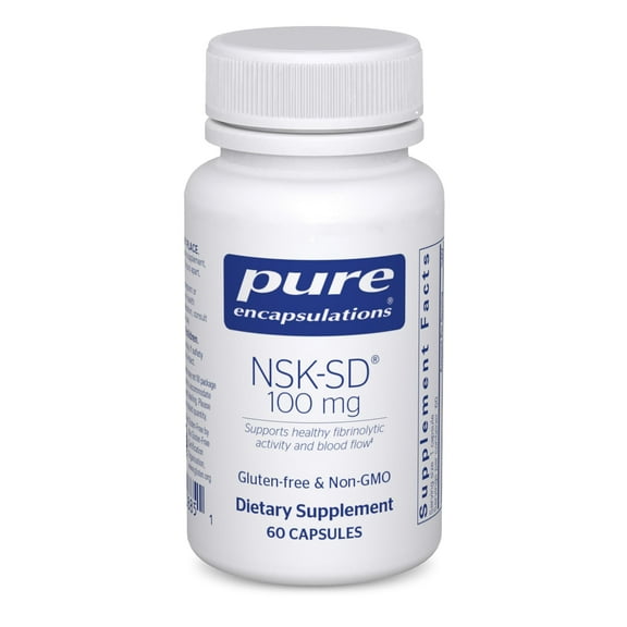 Pure Encapsulations NSK-SD - 100 mg Nattokinase - For Normal Blood Circulation - Supports Fibrinolytic Activity* - Gluten Free & Non-GMO - 60 Capsules
