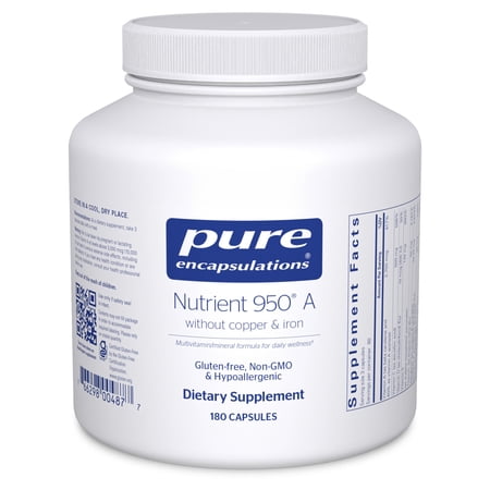 Pure Encapsulations Nutrient 950 without Copper, Iron, & Iodine | Antioxidant Multivitamin and Mineral Supplement to Support Optimal Health and Physiological Functions* | 180 Capsules
