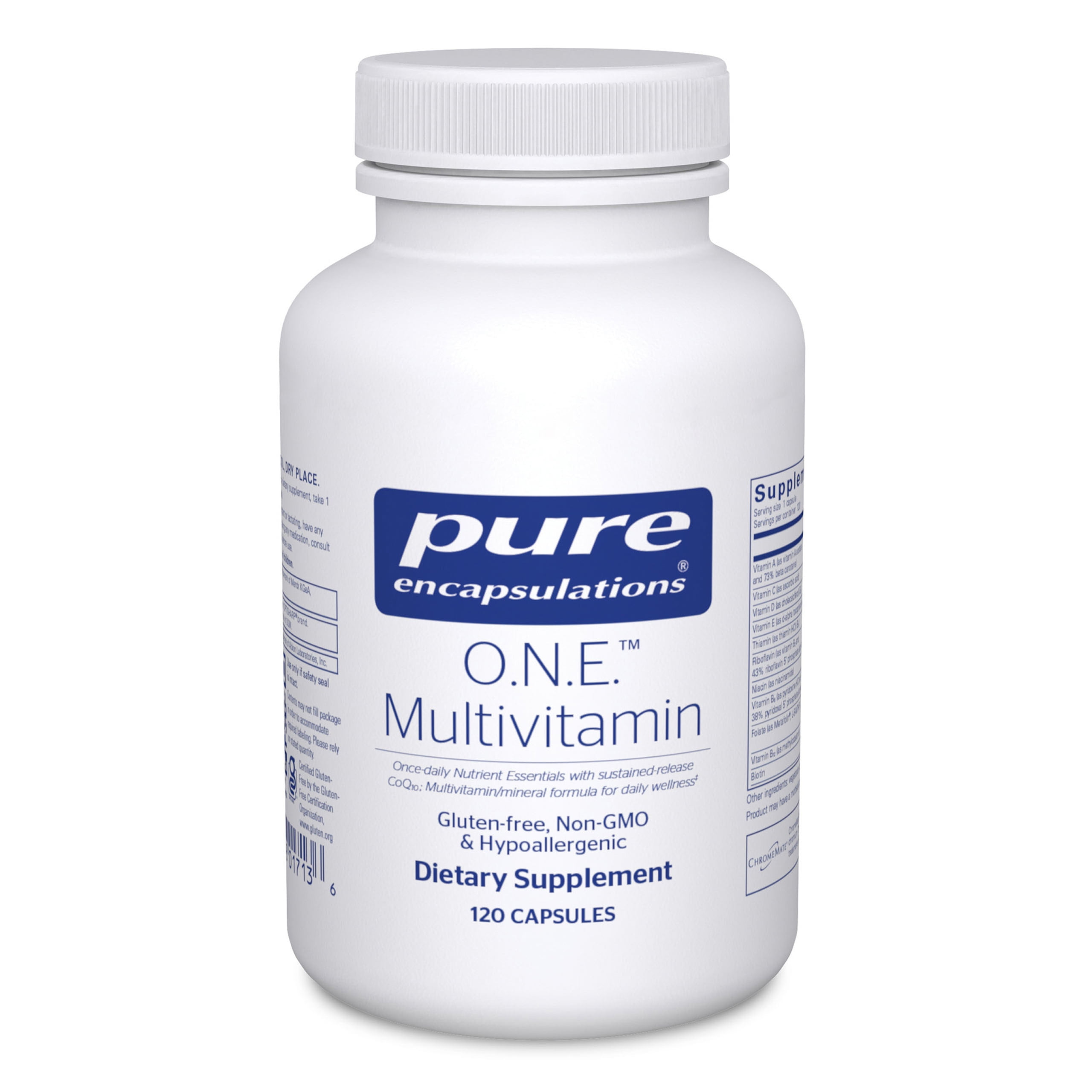 Pure Encapsulations O.N.E. Multivitamin - Once Daily Multivitamin with Antioxidant Complex Metafolin, CoQ10, and Lutein to Support Vision, Cognitive Function, and Cellular Health* - 120 Capsules