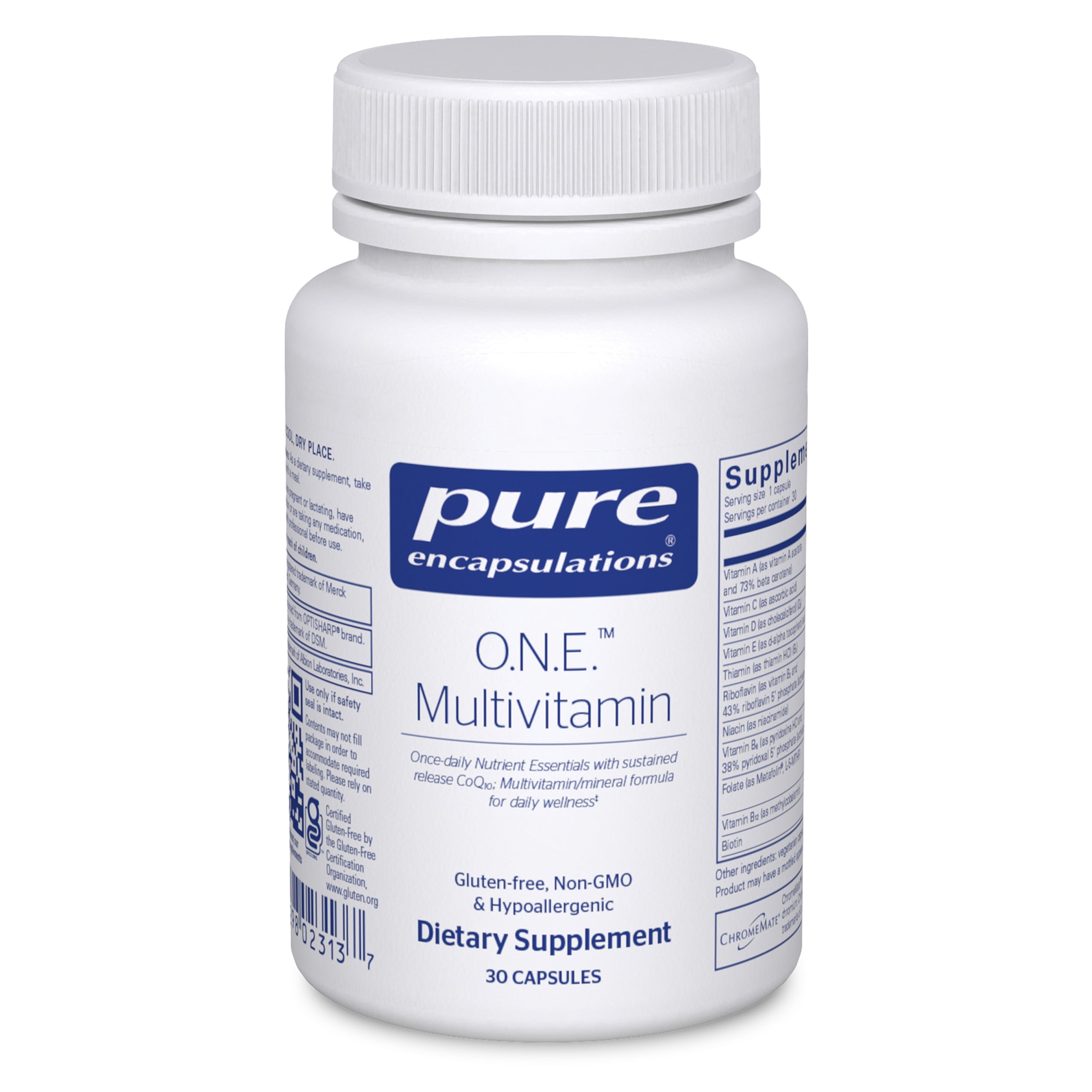 Pure Encapsulations O.N.E. Multivitamin - Once Daily Multivitamin with Antioxidant Complex Metafolin, CoQ10, and Lutein to Support Vision, Cognitive Function, and Cellular Health* - 30 Capsules