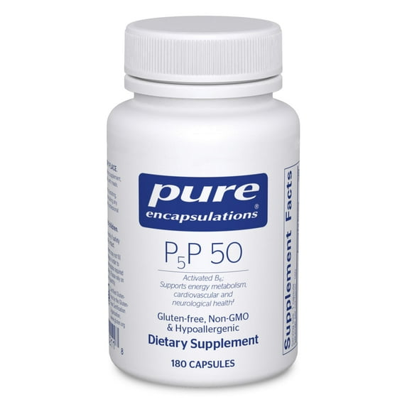 Pure Encapsulations P5P 50 - Active Vitamin B6 - Supports Energy Metabolism & Brain Health* - Gluten Free & Non-GMO - 180 Capsules