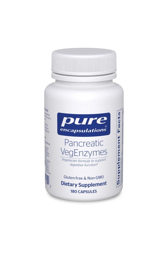 Pancreatic VegEnzymes | Hypoallergenic Supplement for Carbohydrate, Lipid and Protein Digestion | 180 Capsules
