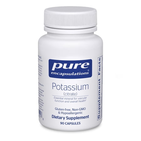 Pure Encapsulations Potassium (Citrate) - Essential Electrolyte Supplement to Support Nerve & Muscle Function, Adrenals, Hormones, Heart Health & Energy* - Potassium Citrate Capsule - 90 Capsules