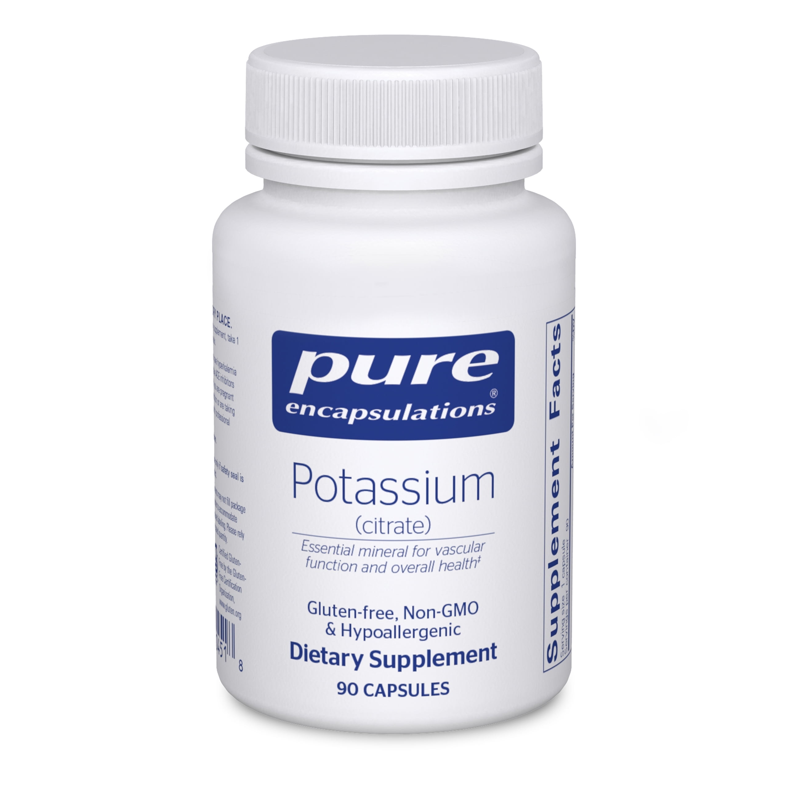 Pure Encapsulations Potassium (Citrate) | Essential Electrolyte Supplement to Support Nerve and Muscle Function, Adrenals, Hormones, Heart Health, and Energy* | 90 counts