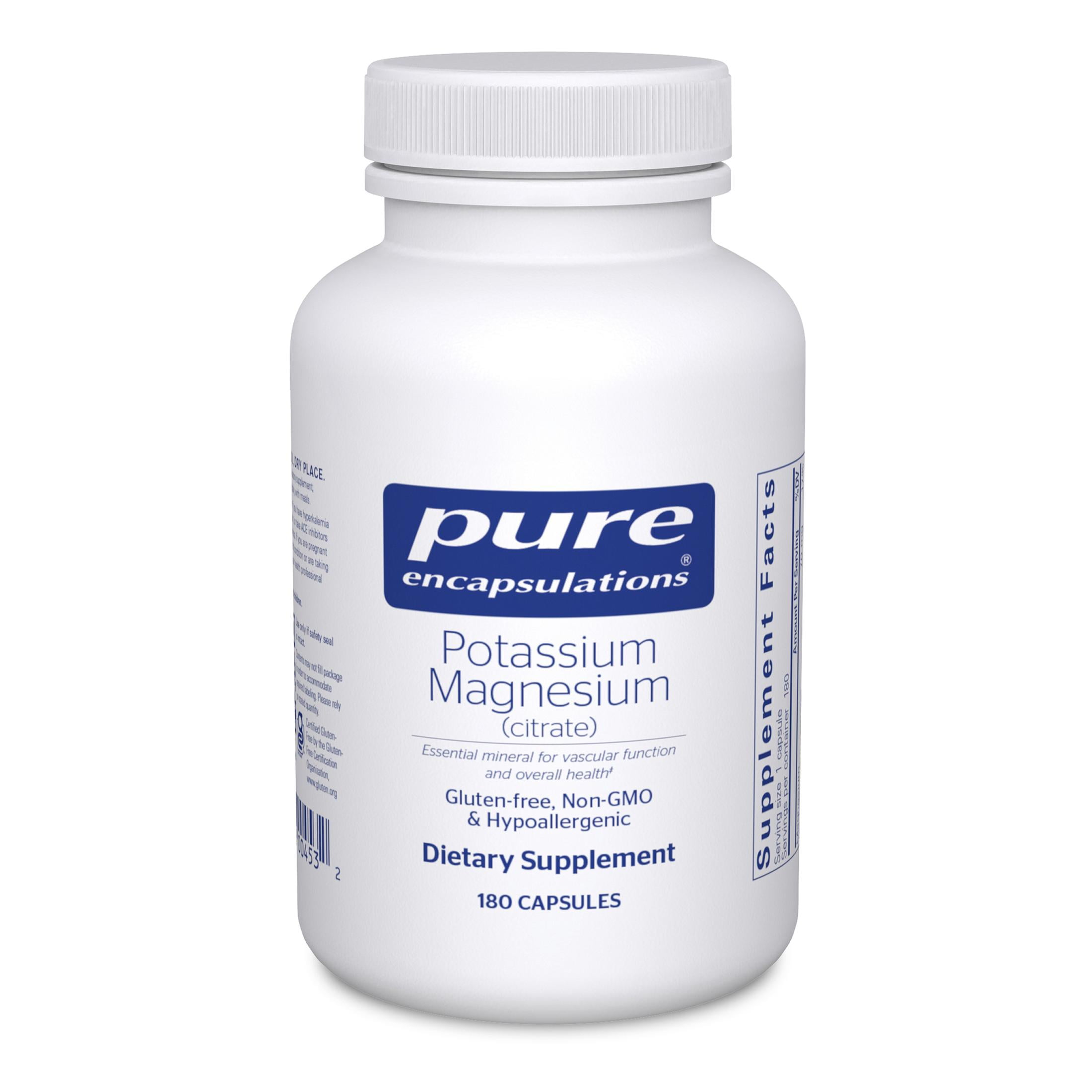 Pure Encapsulations Potassium Magnesium (Citrate) - For Heart Health & Bone Mineralization* - Optimal Absorption - Gluten Free & Non-GMO - 180 Capsules