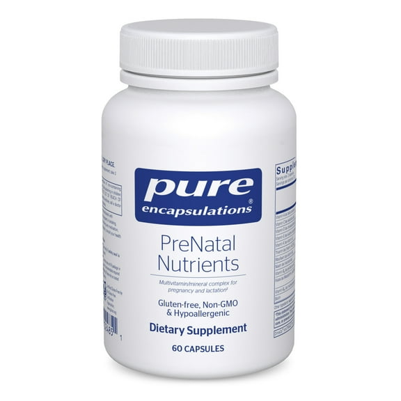 Pure Encapsulations PreNatal Nutrients - For Pregnancy & Lactation - Aids Energy & DNA Development* - With Folate, Choline & Iron - Gluten Free & Non-GMO - 60 Capsules