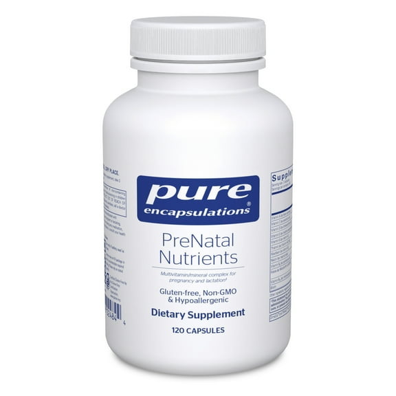 Pure Encapsulations PreNatal Nutrients - For Pregnancy & Lactation - Aids Energy & DNA Development* - With Folate, Choline & Iron - Gluten Free & Non-GMO - 120 Capsules