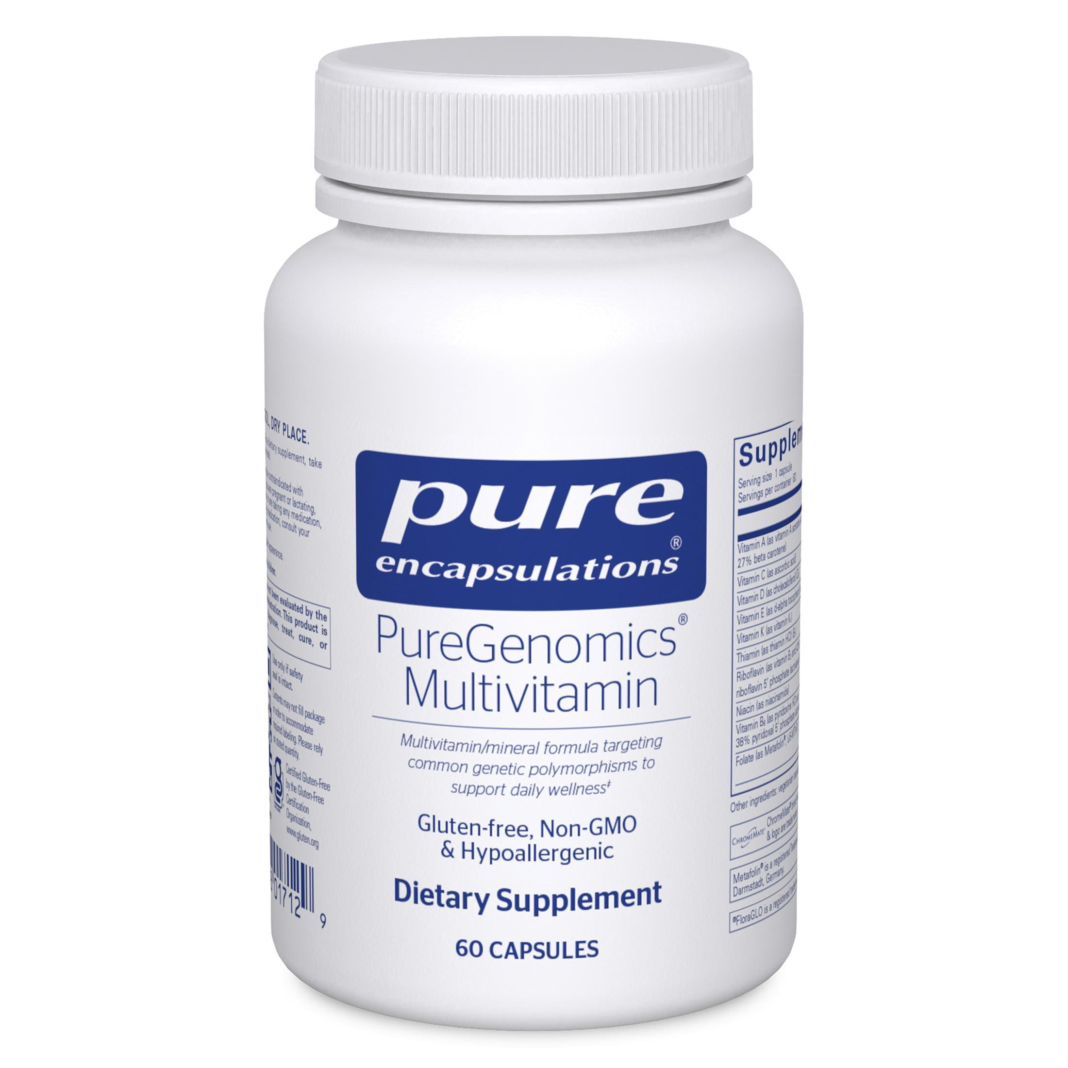 Pure Encapsulations PureGenomics Multivitamin - Supplement to Support Nutrient Requirements of Common Genetic Variations* - With Vitamin A,B,C,D,E, K & Minerals - 60 Capsules