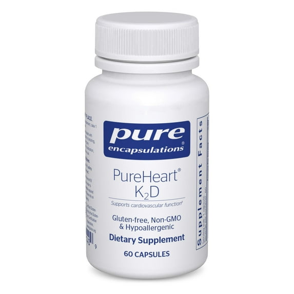 Pure Encapsulations PureHeart K2D - Heart Health Supplement* - With Vitamin K2 & D3 - Cholecalciferol Vitamin D & MK-7 - Non-GMO & Vegetarian - 60 Capsules