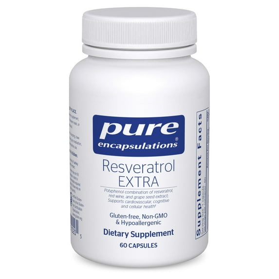 Pure Encapsulations Resveratrol EXTRA - 100 mg Trans-Resveratrol - For Healthy Cellular & Cardiovascular Function* - Antioxidants Supplement - Non-GMO & Gluten Free - 60 Capsules