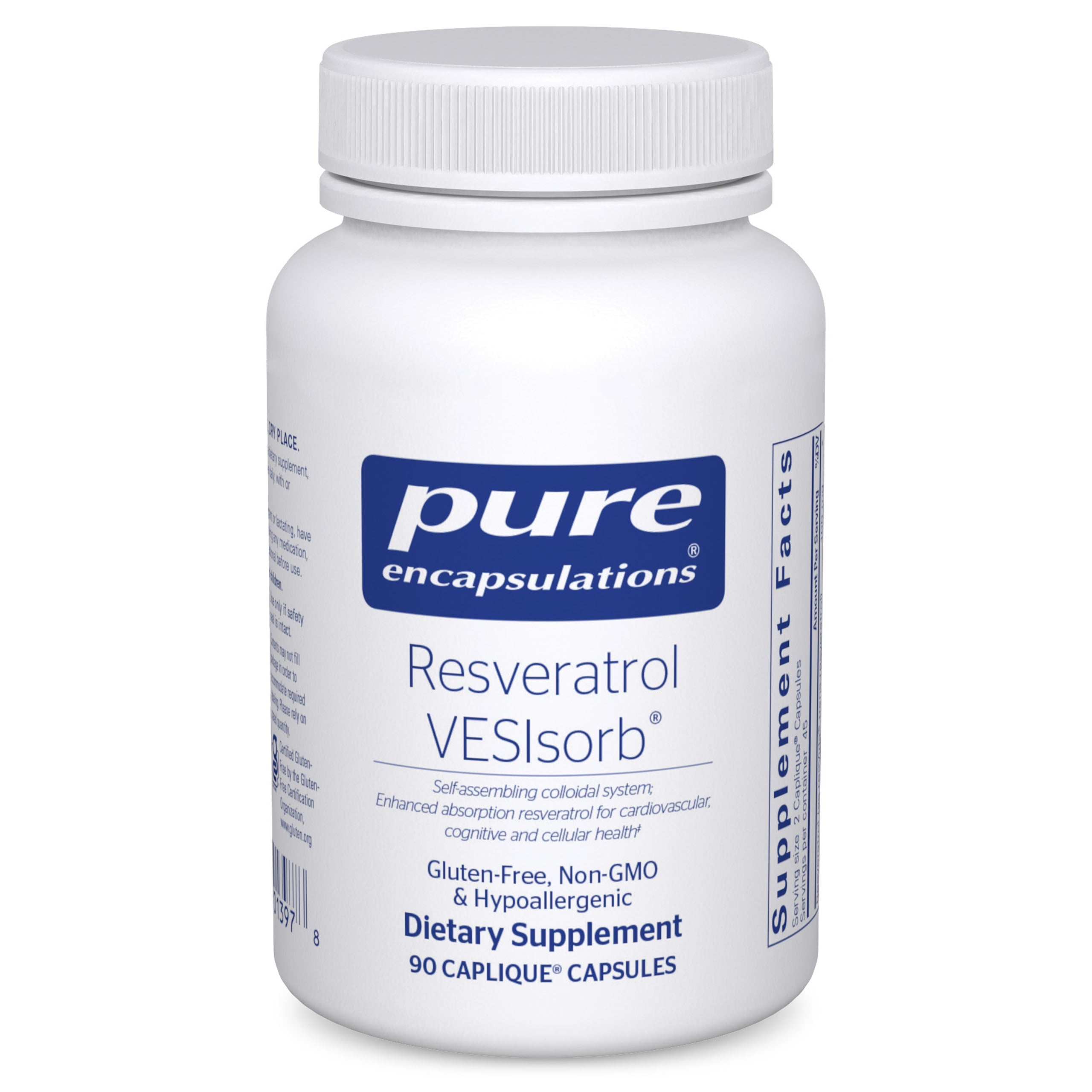 Encapsulações Puras Resveratrol VES-sorb | Suporte Hipoalergênico para Saúde Celular e Cardiovascular | 90 contagens