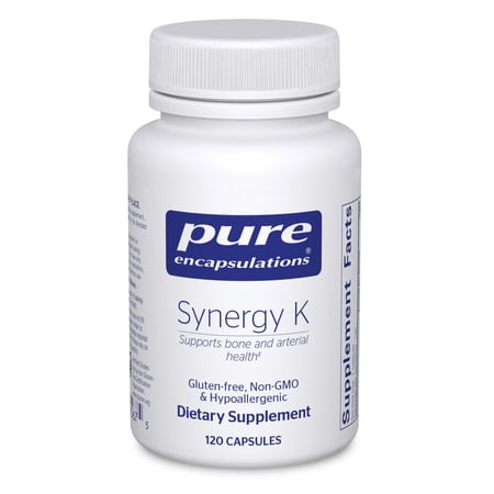 Pure Encapsulations Synergy K - with Vitamin K1, K2 & D3 - Supports Bones, Blood Vessels, Vascular Elasticity & Calcium Utilization* - Includes Cholecalciferol - Gluten Free & Non-GMO - 120 Capsules