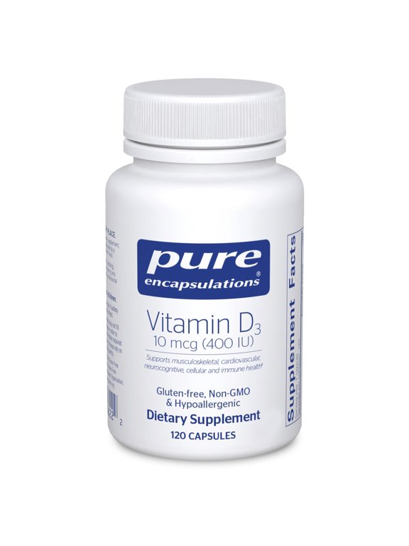 Vitamin D3 10 mcg (400 IU) | Hypoallergenic Support for Bone, Breast, Cardiovascular, Colon and Immune Health* | 120 Capsules